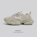 Mesh casual platform dad shoes in beige for men and women with height increasing mid heel
