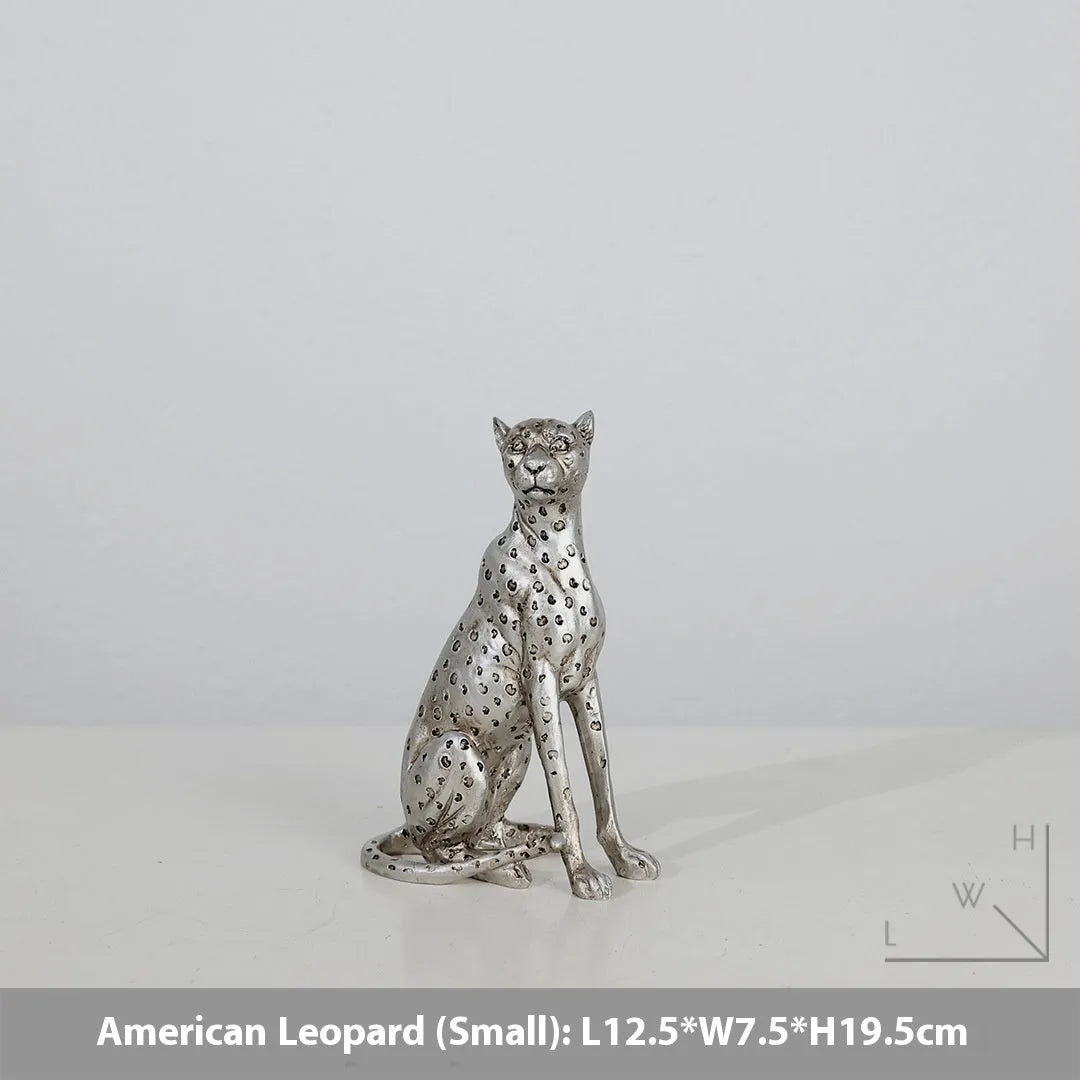 Modern leopard resin figurine in American Leopard spots for home decoration.
