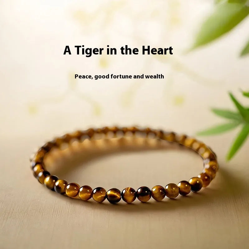 Handmade New Chinese style Tigereye bracelet with geometric round beads.