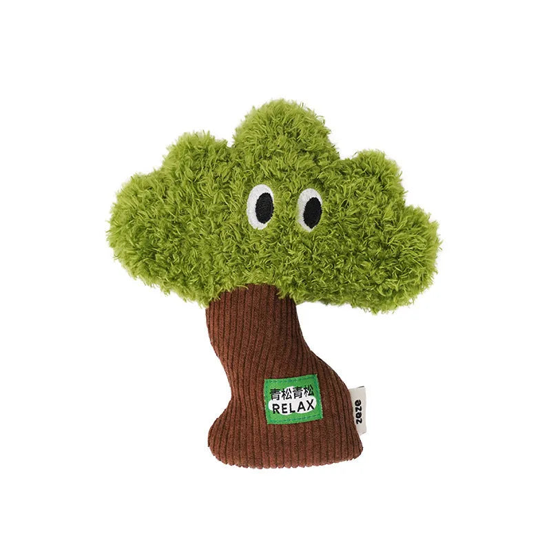 Pine tree shaped cat toy with cat mint filling and tease stick in three sizes