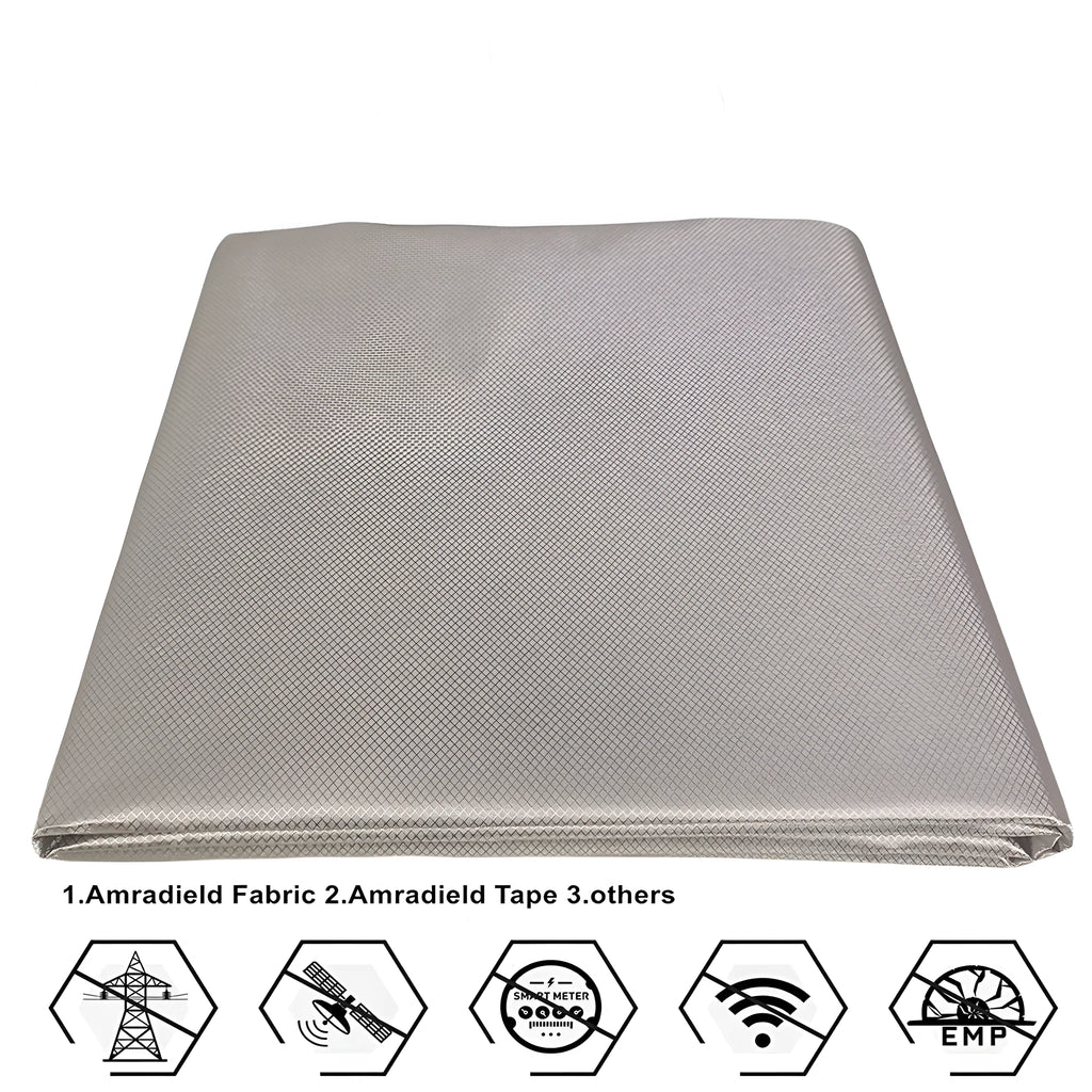 Grey diamond lattice radiation shielding fabric roll with copper-nickel composition for RF protection