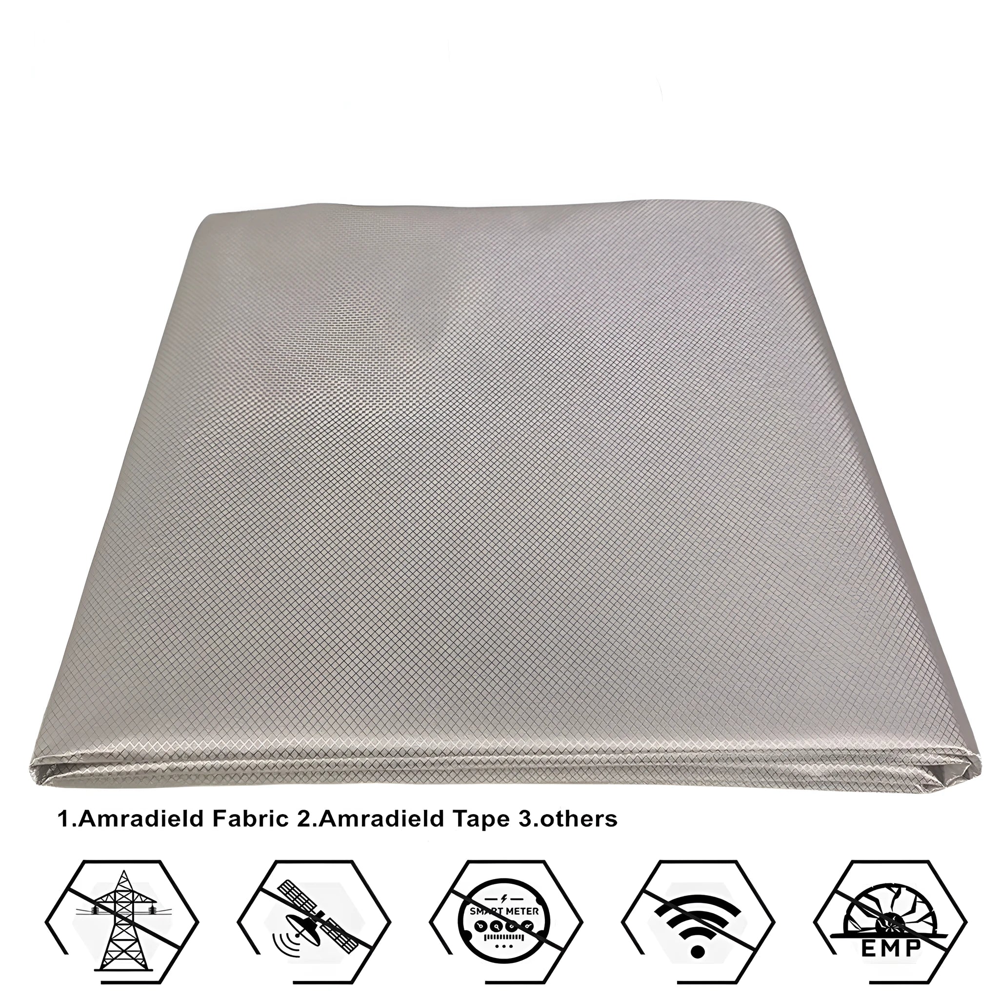 Grey diamond lattice radiation shielding fabric roll with copper-nickel composition for RF protection
