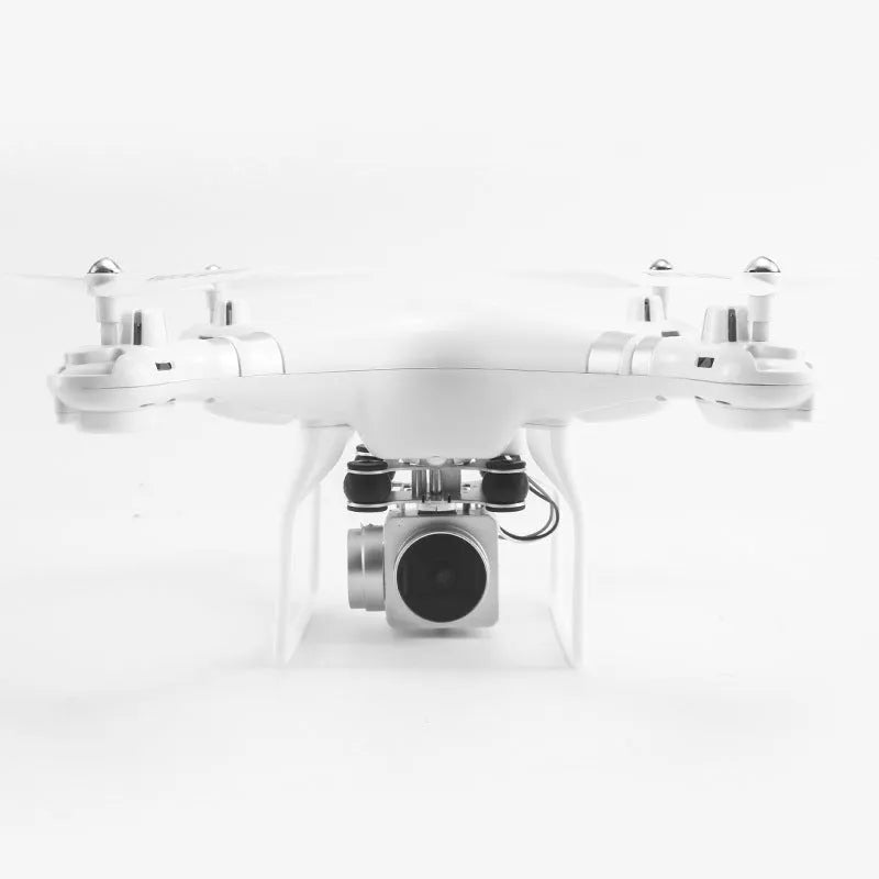 Alloy-built HD aerial photography drone with a handle remote controller, shown in black, red, or white colour options.