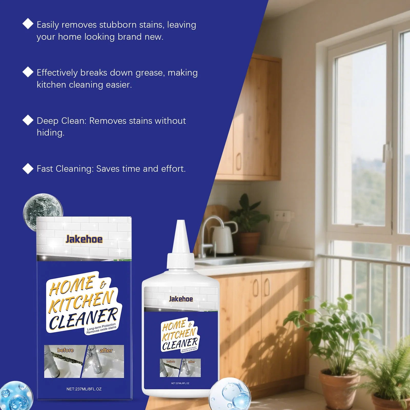 237ml decontamination gel bottle for household kitchen and bathroom surface cleaning