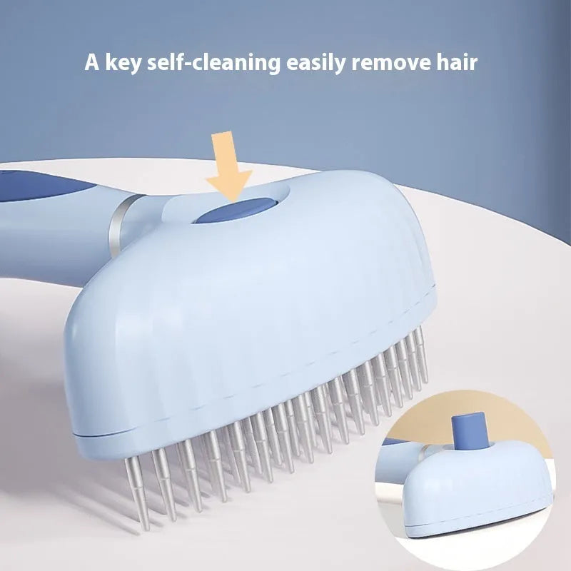 Stainless steel double row dog grooming comb in azure light blue