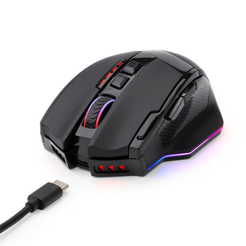 Black Redragon M801P wireless gaming mouse with nine buttons and ergonomic design