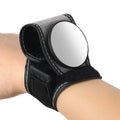 Black nylon bicycle rear-view mirror mounted on handlebars