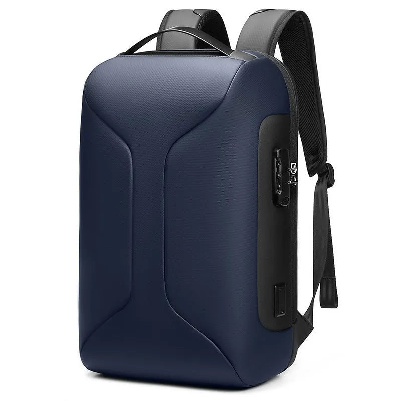 Men's large capacity business travel backpack in Oxford cloth solid colour with air pillow belt