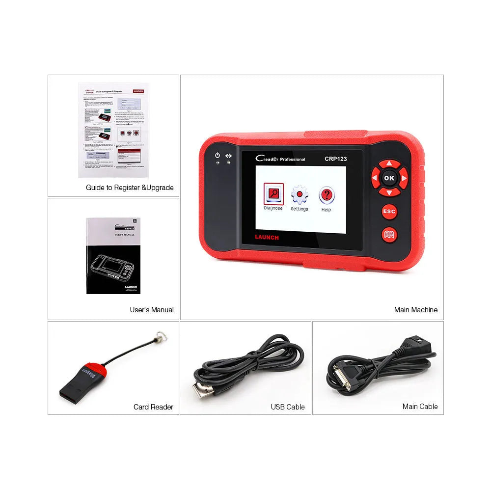 CRP123 handheld automotive OBD2 diagnostic scanner fault code reader with cables