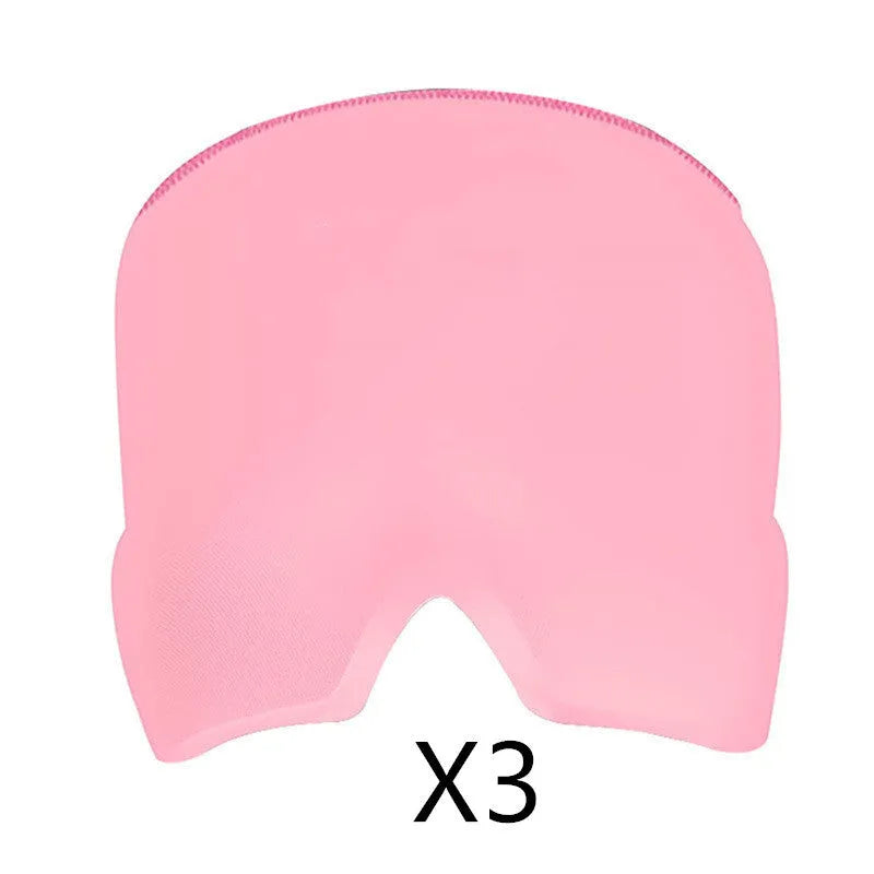 Black elastic cloth cooling gel eye mask for headache relief showing adjustable fit
