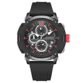 Men's digital watch with luminous display showing time and calendar, water resistant to 30 metres