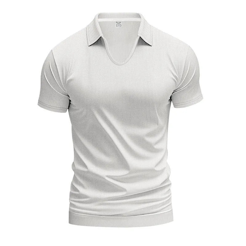 Men's casual V-neck short sleeve cotton blend tee in loose fit summer design
