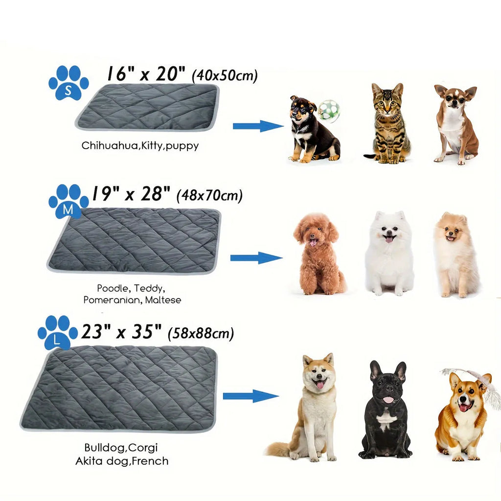 Self-heating pet mat in brown or grey with non-slip base, 5-layer thermal pad for dogs and cats