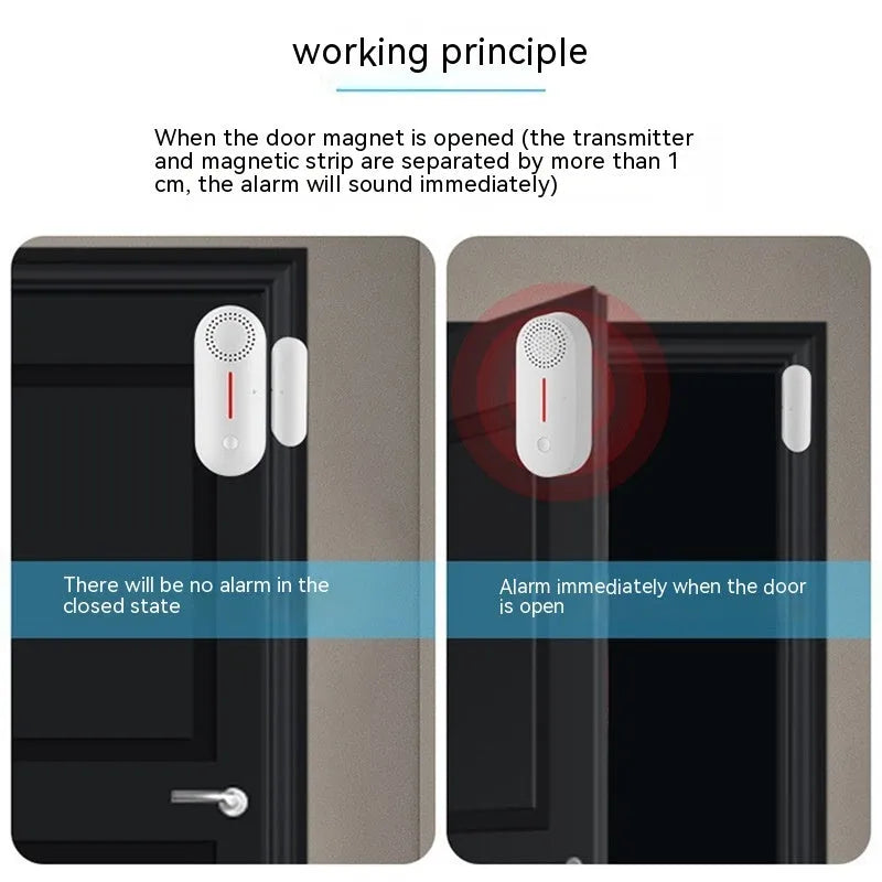 WiFi door magnetic sensor alarm unit for home security with acousto-optic alert.