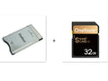 Stainless steel SD to PCMCIA adapter card with 32GB SD card for Mercedes-Benz car systems.