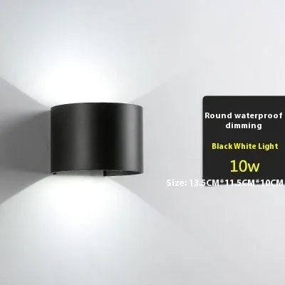 Black aluminium and glass wall-mounted LED lamp with choice of 10W or 12W power.