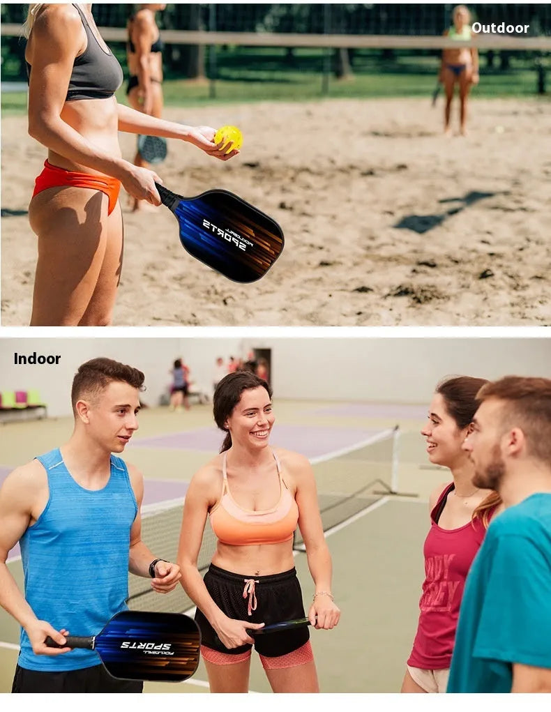 A high-density fibreglass table tennis racket for outdoor sports, complete set.