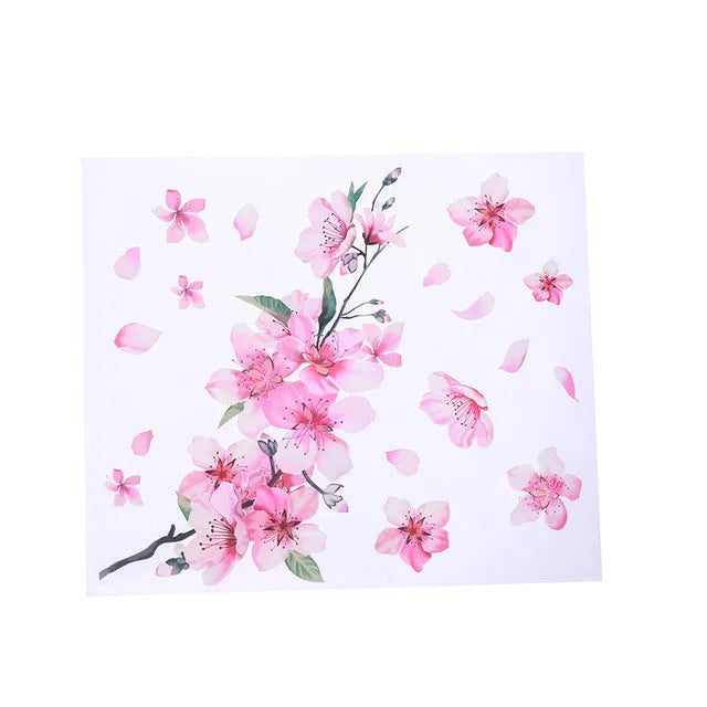 Cherry blossom flower pattern car stickers on vehicle window showing two size options
