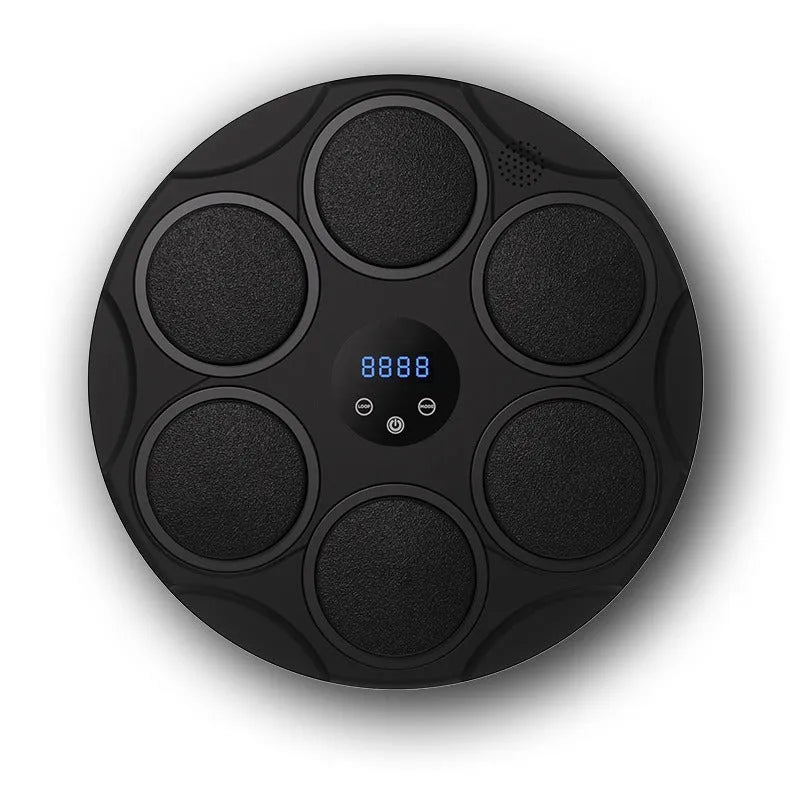 Black wall-mounted smart boxing target with coloured LED lights and Bluetooth connectivity