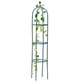 Dark green wrought iron plant climbing lattice with European-style grid pattern measuring 188cm tall