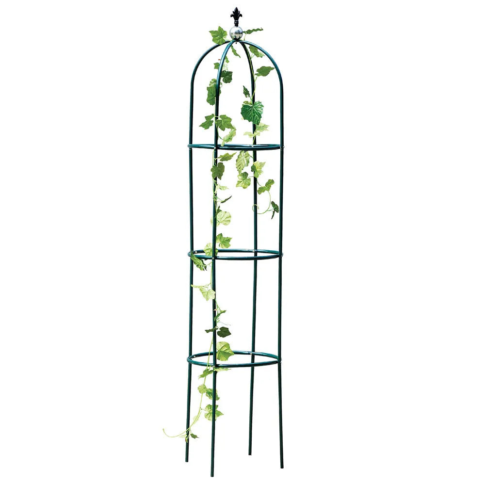 Dark green wrought iron plant climbing lattice with European-style grid pattern measuring 188cm tall