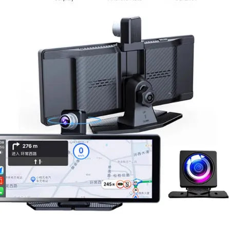 360° panoramic dash cam with touchscreen for front and rear dual recording, 4MP car DVR