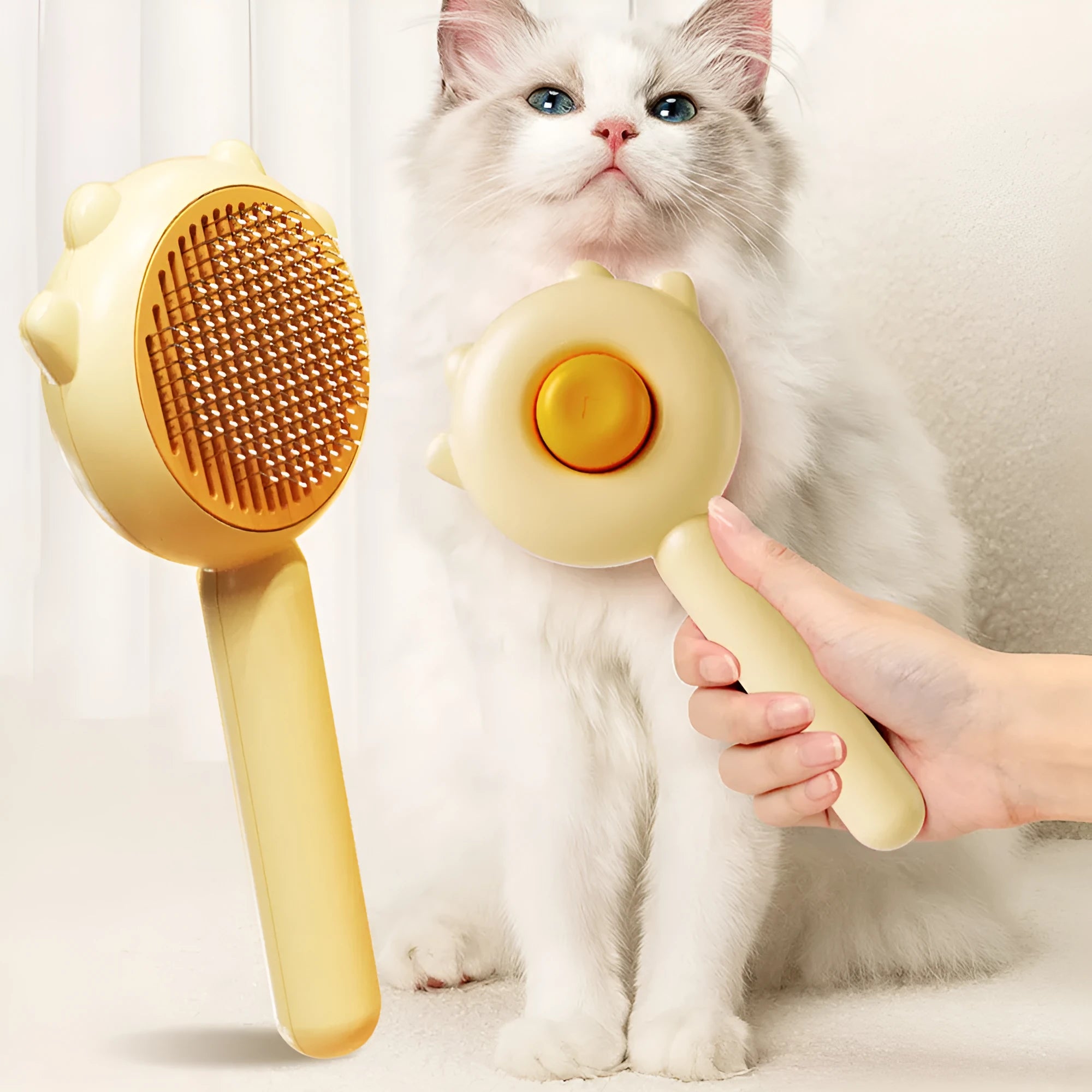 Green pet grooming comb with stainless steel teeth and ABS handle for cats and dogs