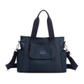 Women's large capacity multi-interlayer shoulder bag in nylon, soft horizontal square shape with sewing line detail, multiple internal compartments, urban simplicity style