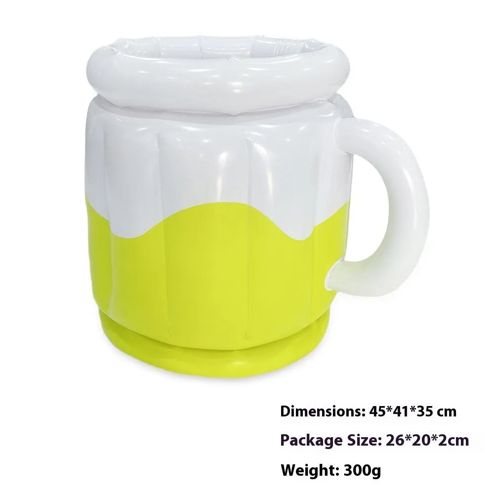 Yellow inflatable PVC ice bucket for beer steins, suitable for parties and outdoor events