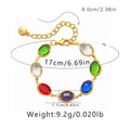 Women's geometric ellipse bracelet with glass inlay accents on copper base in blue, green, and multicolor options
