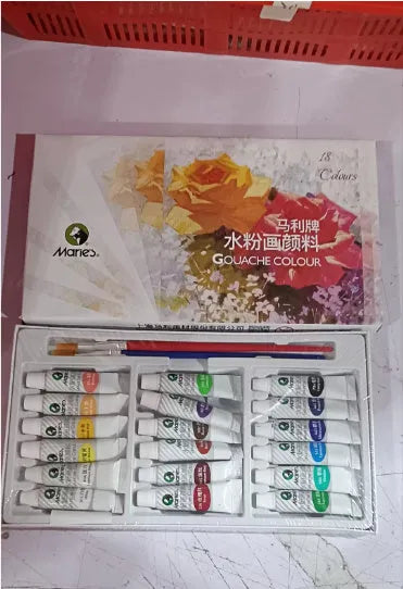 Marley gouache paint set showing 12ml tubes in box with multiple colour options for artists