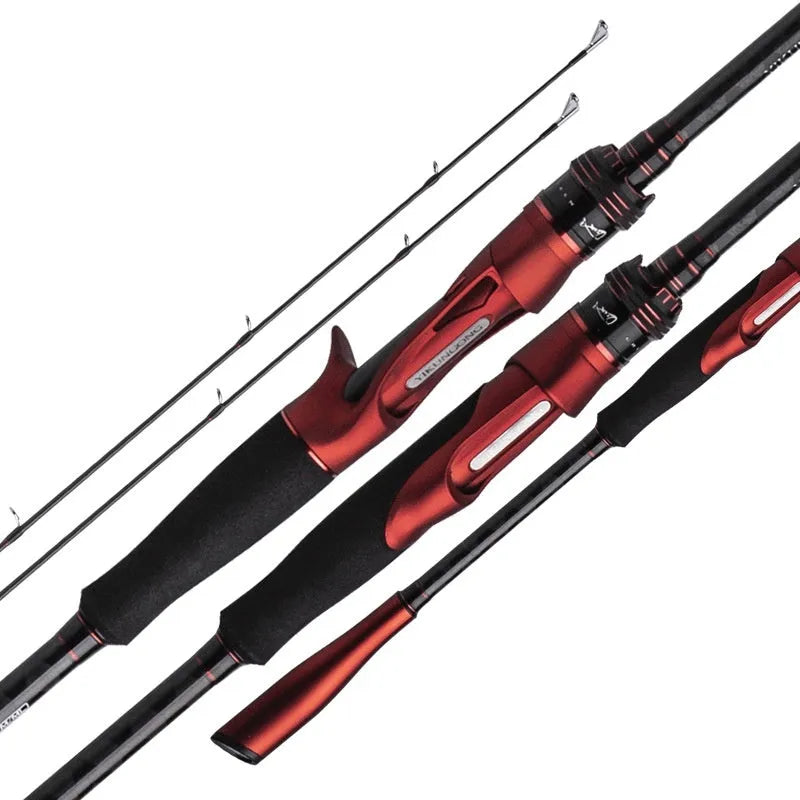 Carbon ultralight fishing rod showing straight handle and pikestaff handle options in 2.1m and 2.4m lengths.