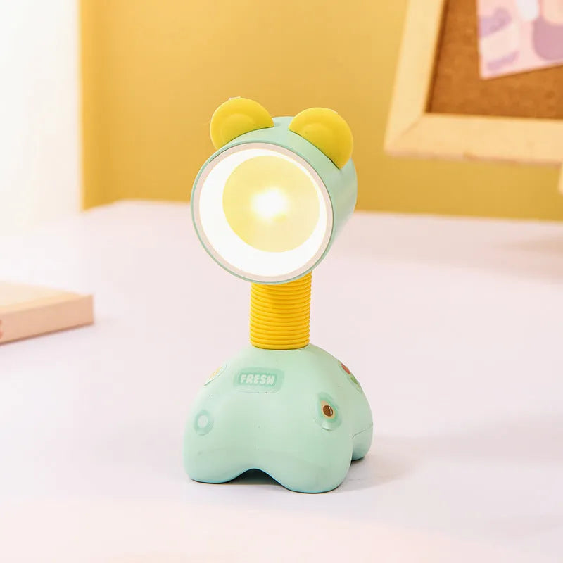 DIY cartoon character small night lamp with adjustable magnetic head in bear design on desk