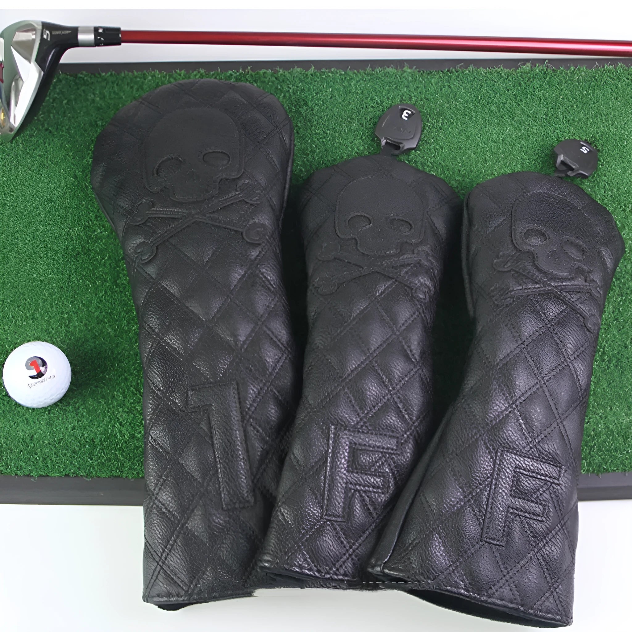 A black waterproof PU protective cover for a golf wooden pole.