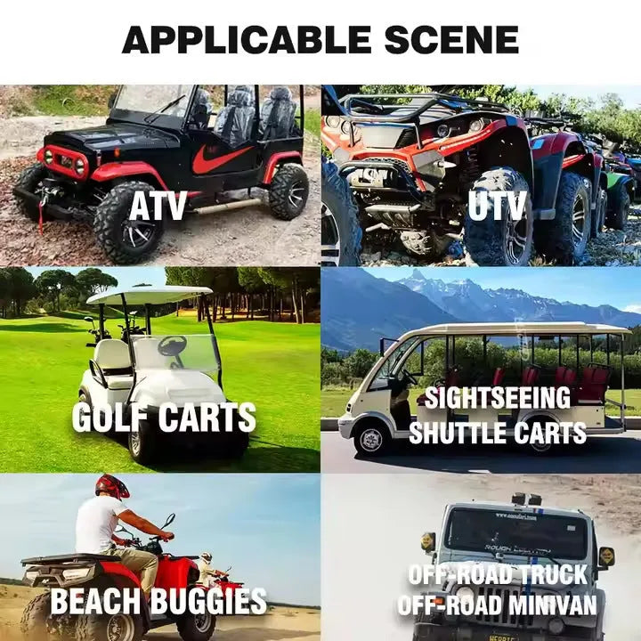 Bluetooth audio speaker belt for golf carts and ATVs showing three size options