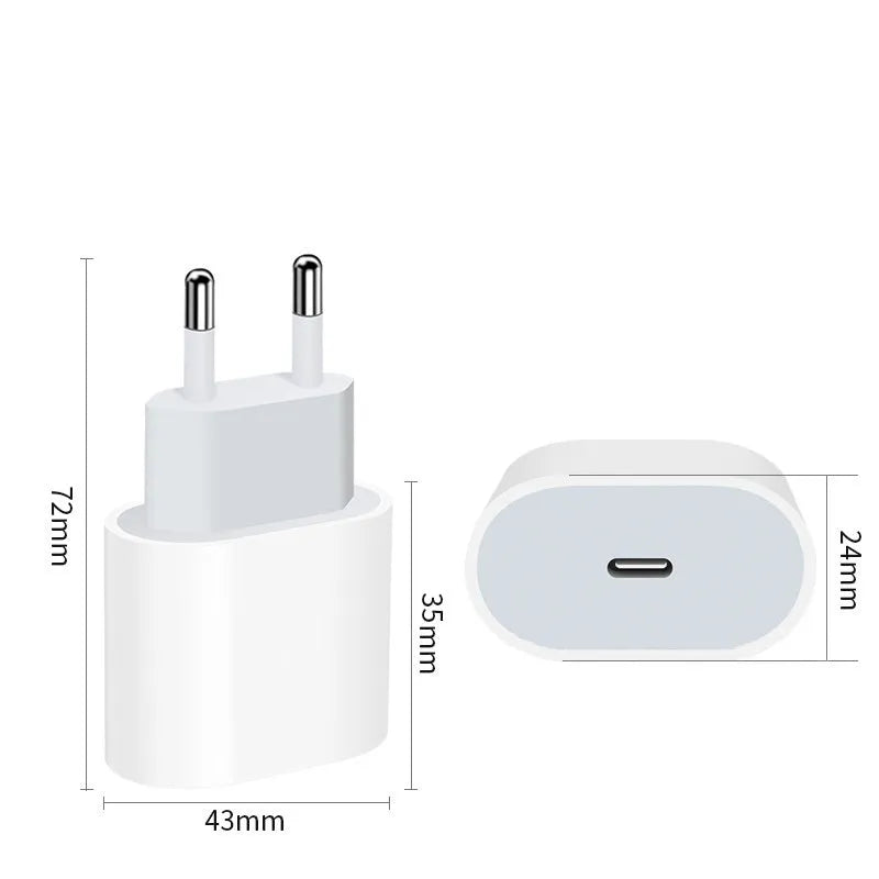 20W PD mobile phone charger with European and American plug variants