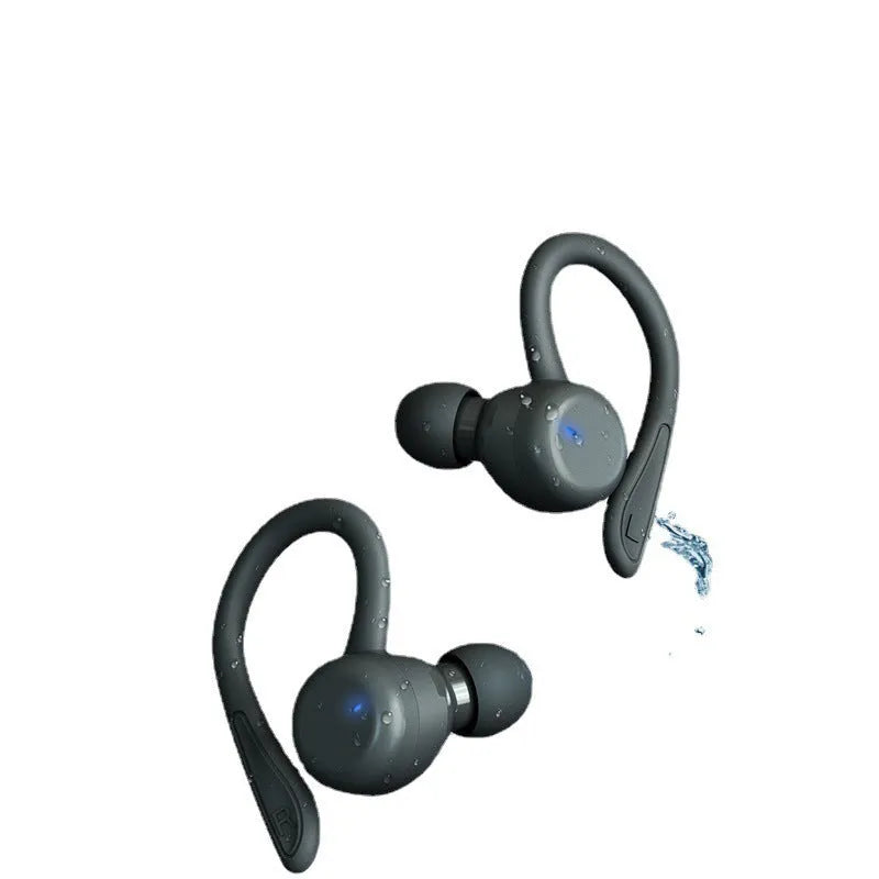 True wireless sport headphones with hanging ear design and removable ear hooks in black, blue, pink, red, and white