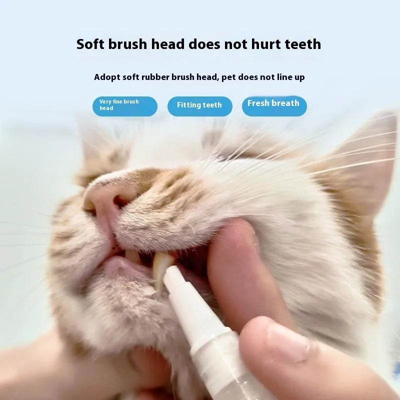Pet toothbrush pen for dogs, plastic teeth cleaning tool with built-in paste and rotating tail, 1 pack