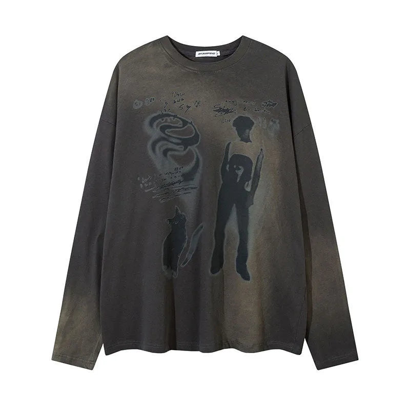Women's loose casual pullover top in 100% cotton with drop-shoulder sleeves available in dark grey and pink colours