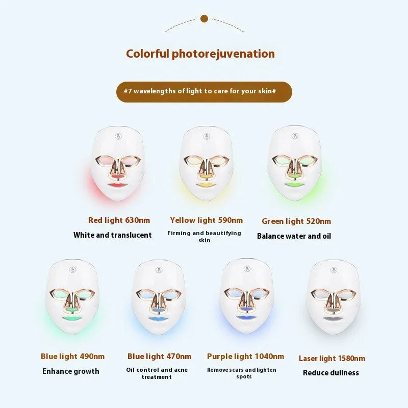 Rechargeable LED beauty facial mask with touch controls in black gold edge colour.