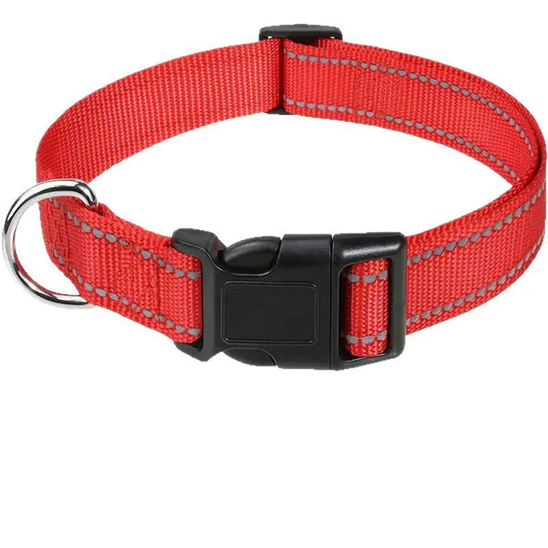 Adjustable nylon dog collar with chest strap in multiple colour options