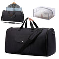 Dark blue folding duffel bag made of Oxford cloth for travel and gym use.