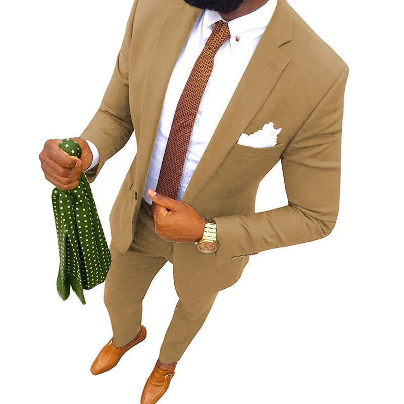 Men's two-piece cotton banquet suit in multiple colours with sizes from XXS to 7XL