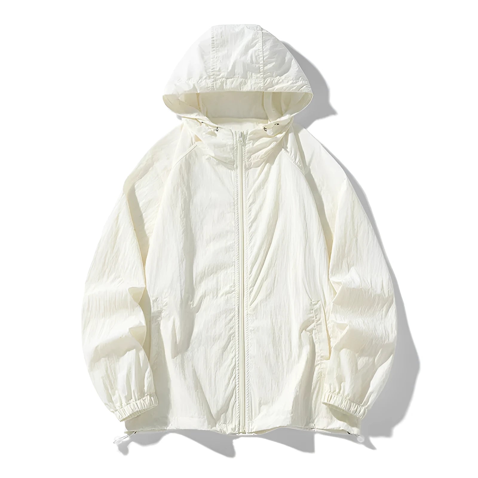 Loose-fit thin nylon blend outdoor sports jacket shown in light grey colour