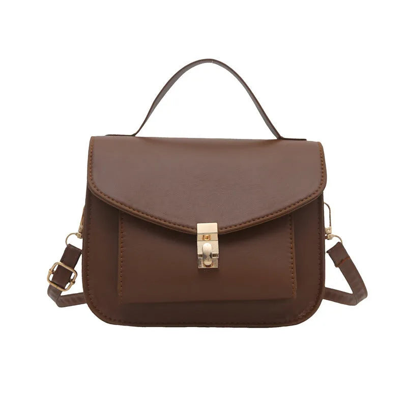 Retro style shoulder messenger bag in PU leather with document organiser compartment