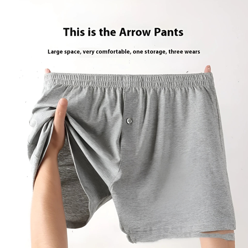Men's pure cotton boxer shorts in black colour showing loose fit and high waist design
