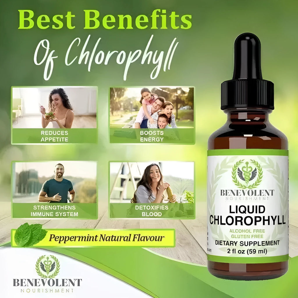 60ml bottle of natural chlorophyll drops for adult body odour care supplement
