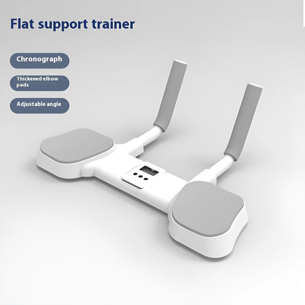 White flat support trainer with alloy aluminum tubing and ABS construction for home fitness exercises
