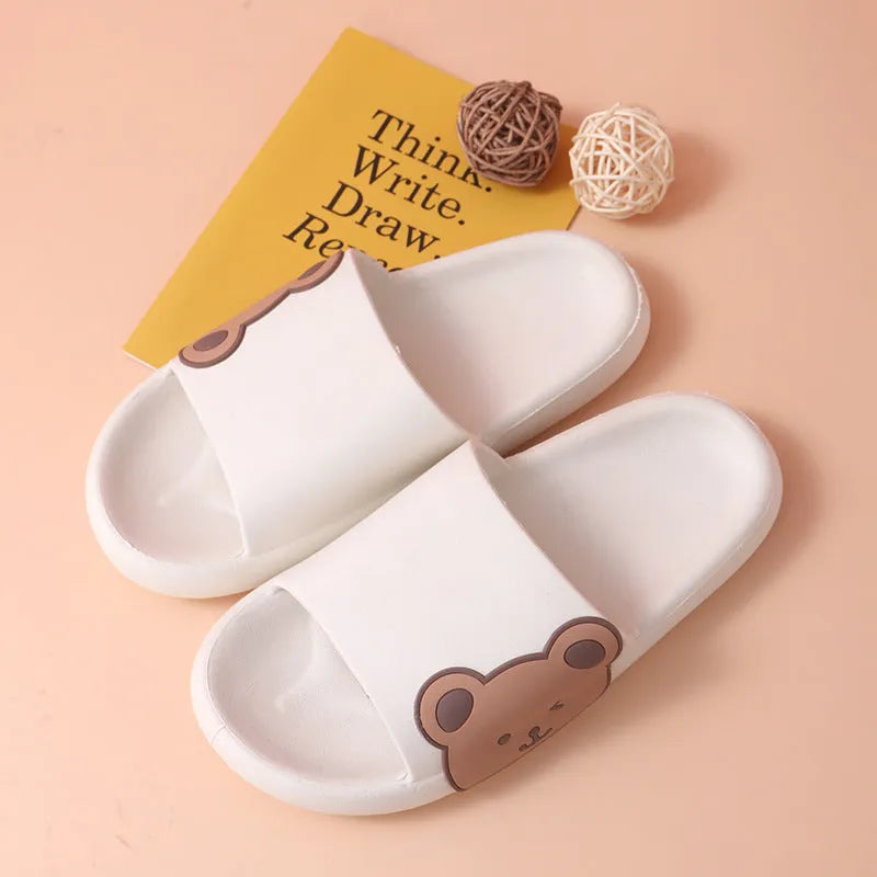 Cartoon bear PVC flip flop slippers in bear black colour unisex sizes 36-37 to 44-45