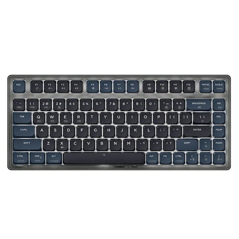 Ajazz AK832PRO green mechanical keyboard with colour screen, compact 81-key layout, and RGB lighting.